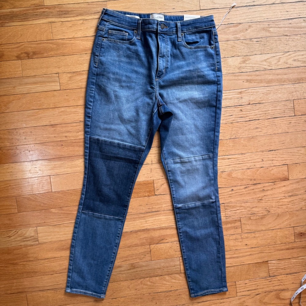Universal Thread High Rise Skinny Patchwork Jeans Blue Womens 10 New